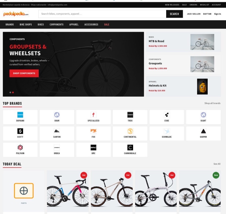 Pedalpedia — Marketplace sepeda Indonesia